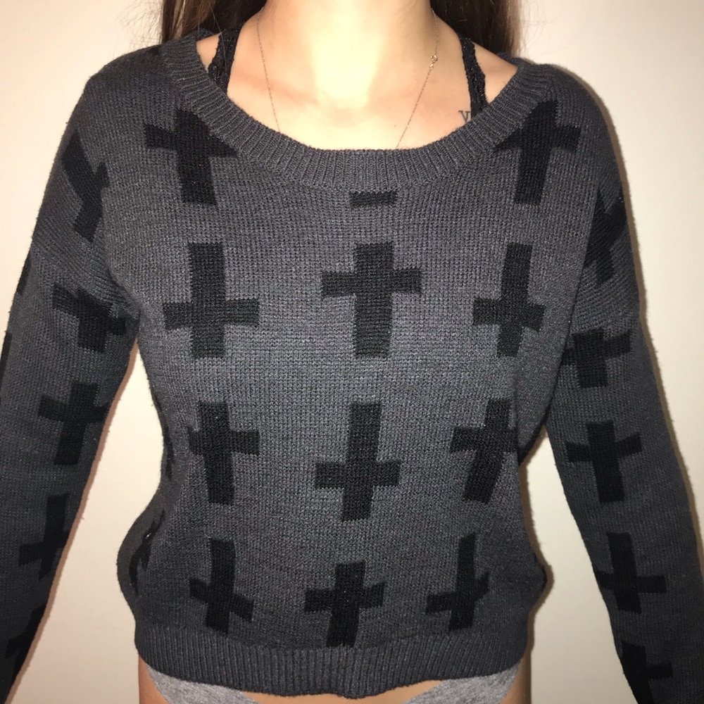 Cross Sweater Black and Grey